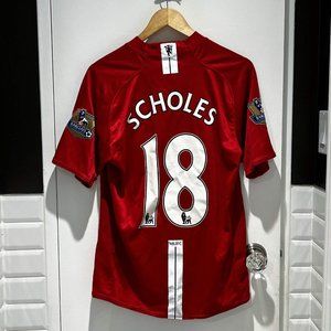NIKE Authentic Scholes 18 Manchester United 2007/08 home soccer shirt, Size M